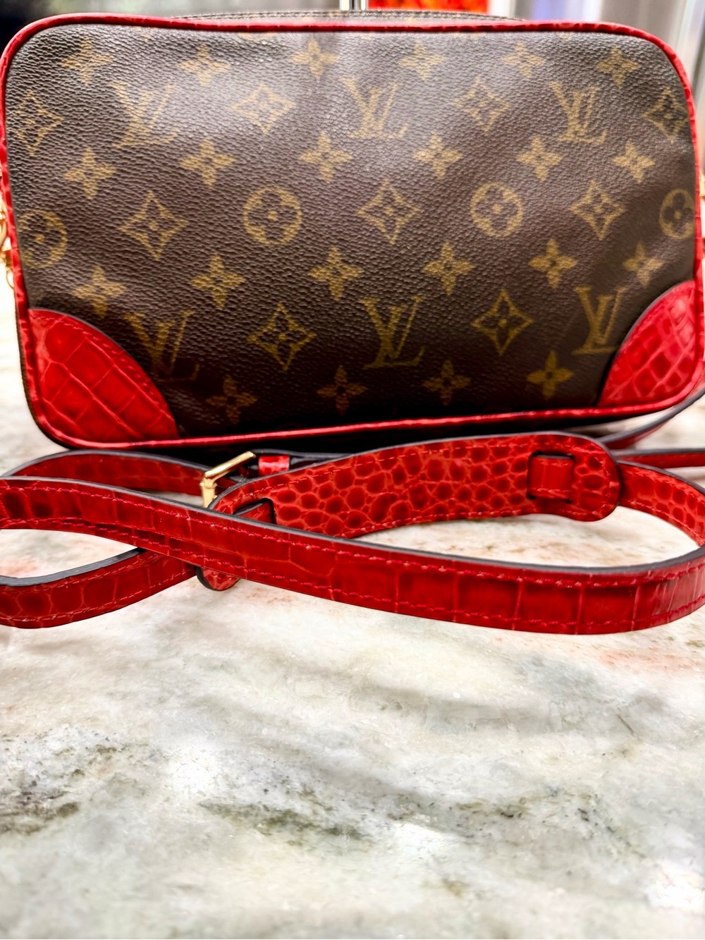 Louis Vuitton Authentic Monogram Custom Crossbody w/Crocodile Embossed Leather - Picture 11 of 14